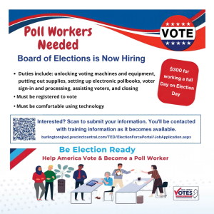 Burlington County Poll Worker Job Opportunity